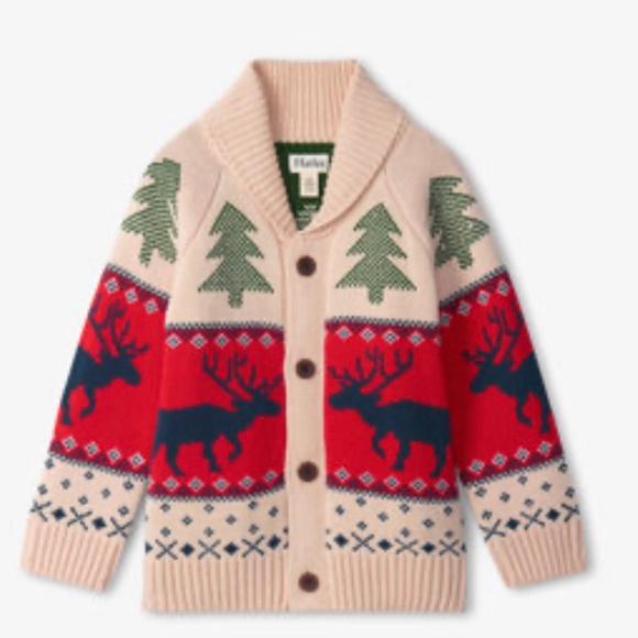 Kids size 8 Hatley elk holiday Christmas cardigan - Picture 4 of 4
